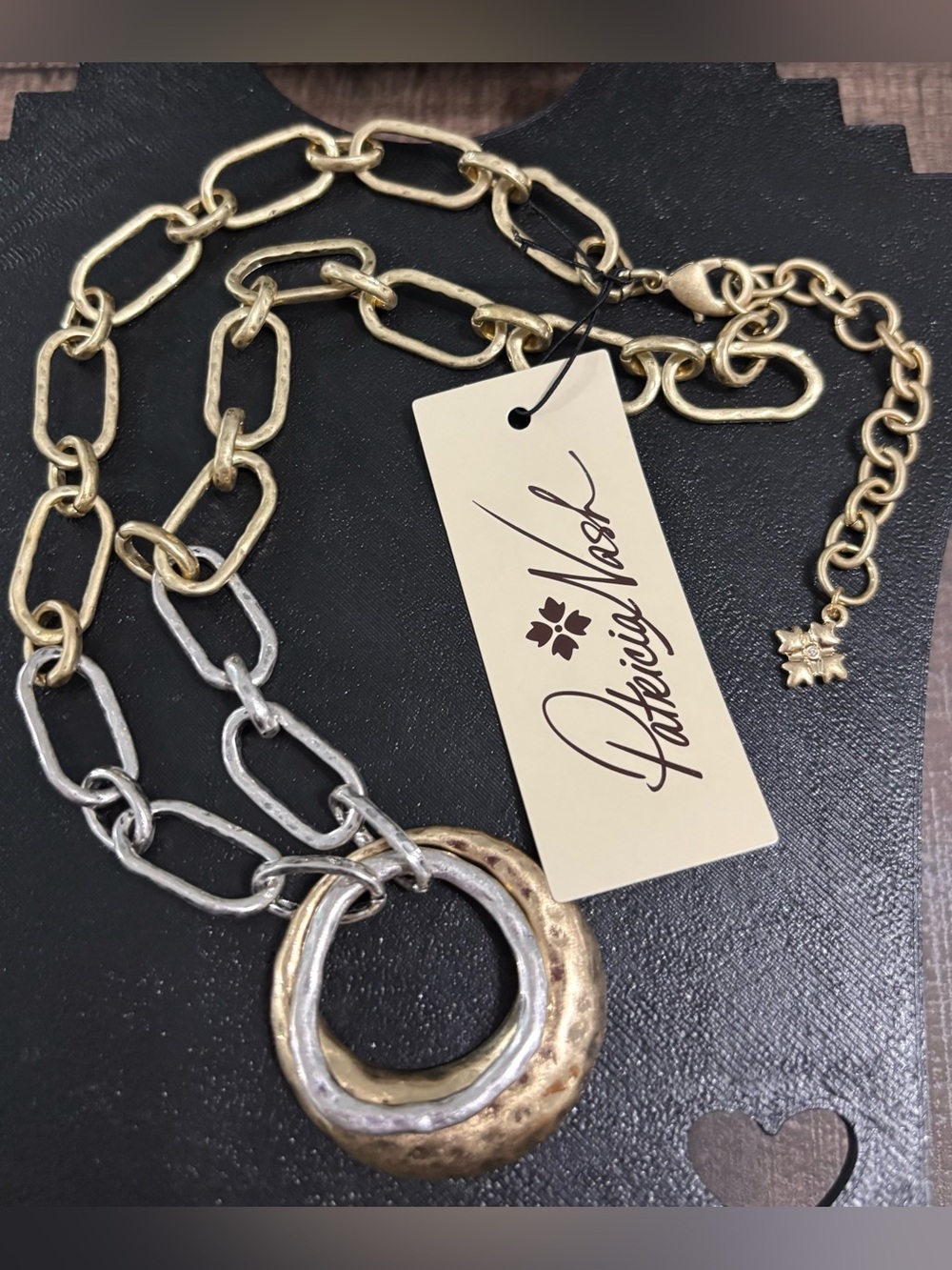 Patricia Nash Two-Tone Hammered Pendant Necklace - Picture 7 of 7